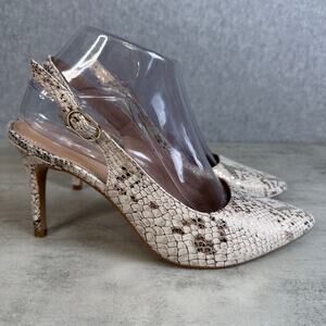 Kelly & Kate Bendama Snake Print Heels WMNS 8.5M Slingback Sandals Pumps Pointed